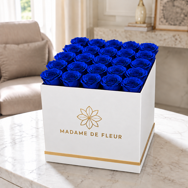 Large White Square Box - Preserved Roses — lifestyle photo