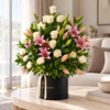 Madame de Fleur Roses & Lilies Hatbox — lifestyle photo