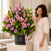 Madame de Fleur Roses & Lilies Hatbox — model photo