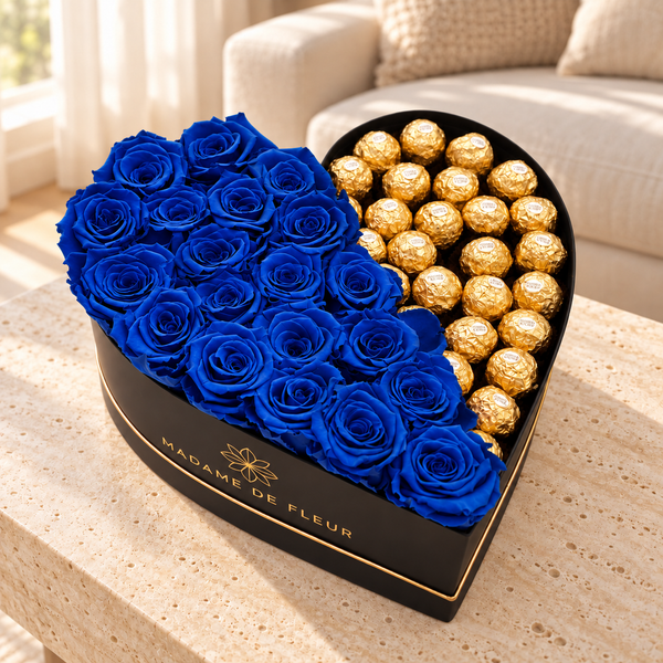 XL Heart Gift Box - Preserved Roses & Ferrero Combo — lifestyle photo