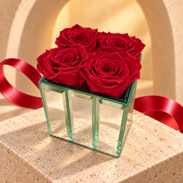 XS Mirror Square Vase  - Preserved Roses - main view