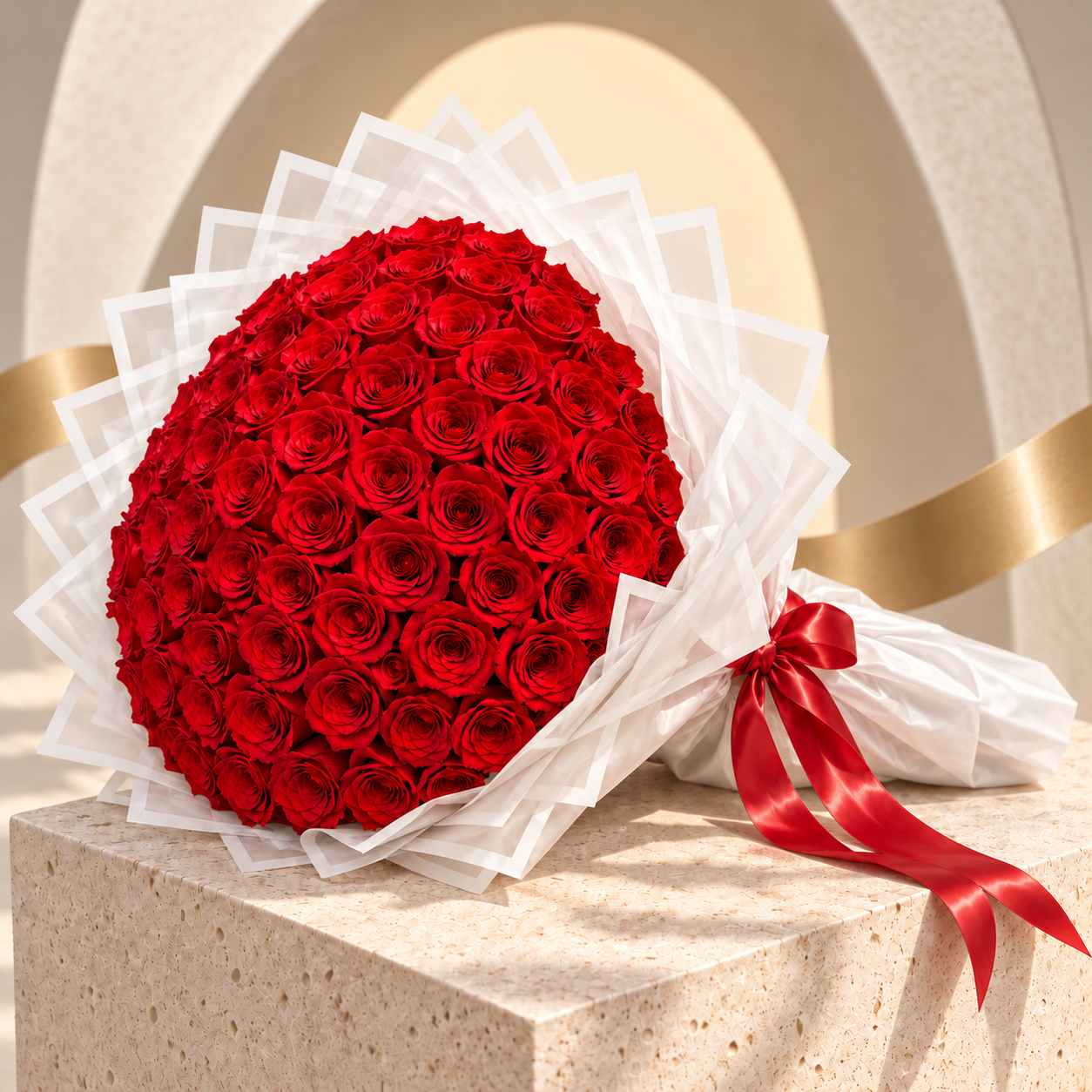 Madame de Fleur 100 Fresh Roses Hand-Tied Bouquet — main photo