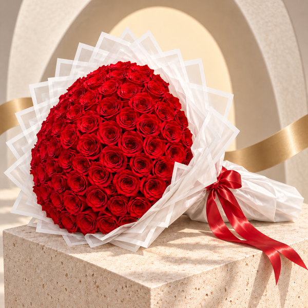 Madame de Fleur 100 Fresh Roses Hand-Tied Bouquet — main photo
