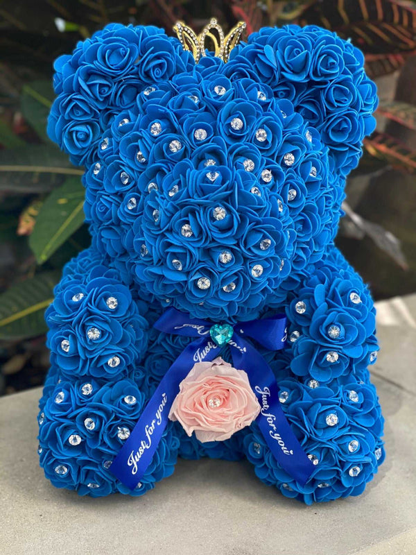 Medium Luxury Blue Rose Bear
