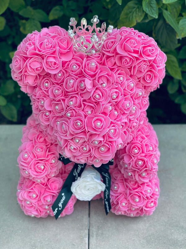 Medium Luxury Pink Rose Bear