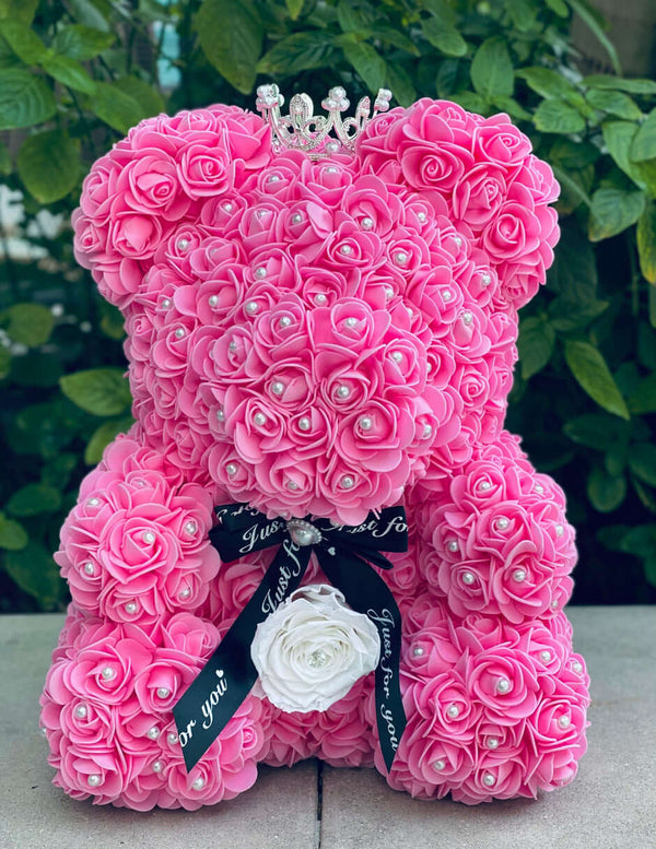 Medium Luxury Pink Rose Bear