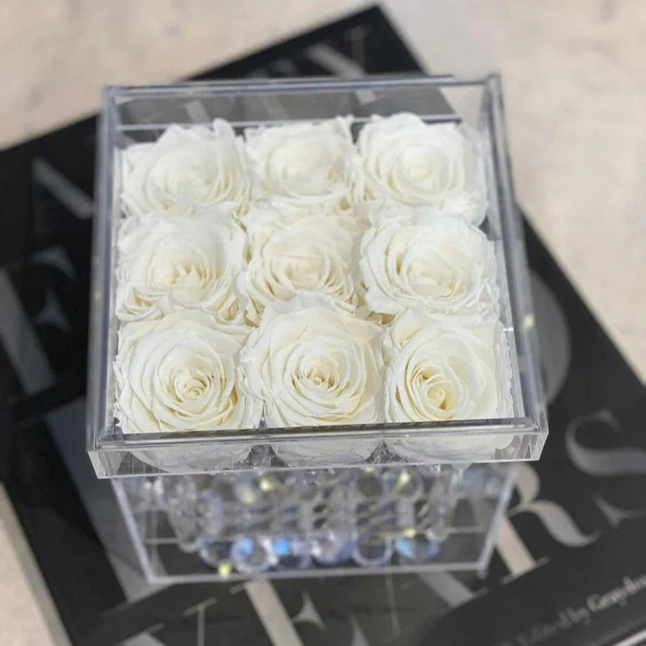 Small Acrylic Square Box - Preserved Roses