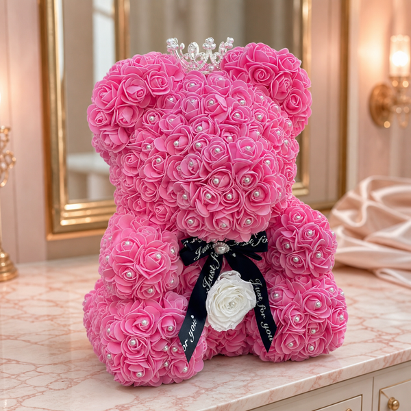 Medium Luxury Pink Rose Bear