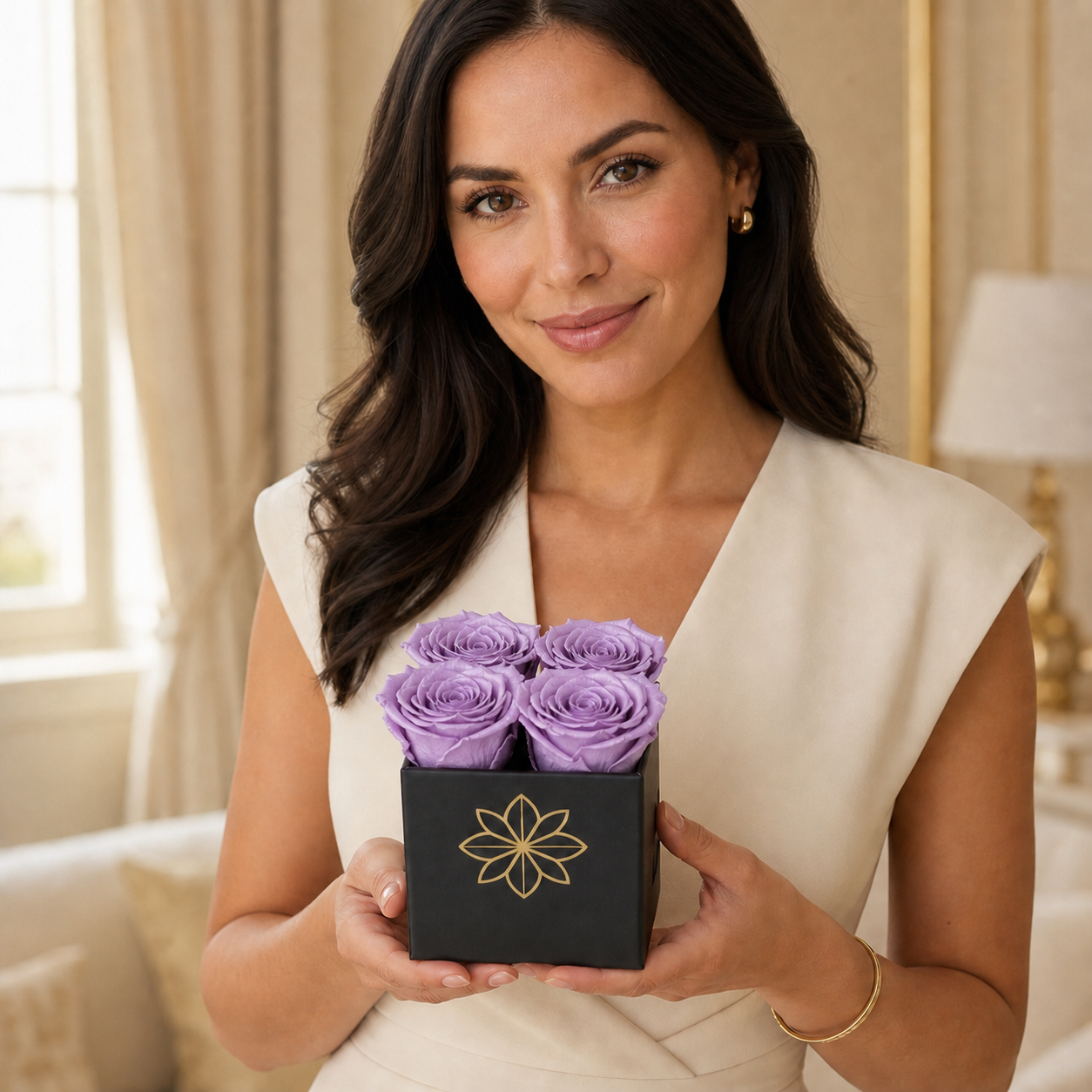 XS Black Square Box - Preserved Roses