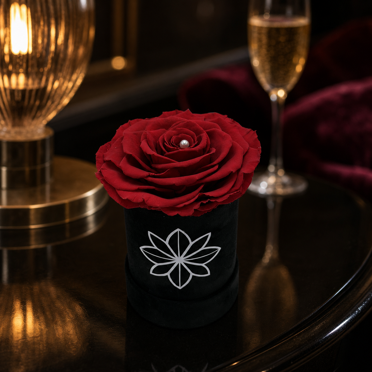 Single Suede Jumbo Rose Box - Preserved Rose