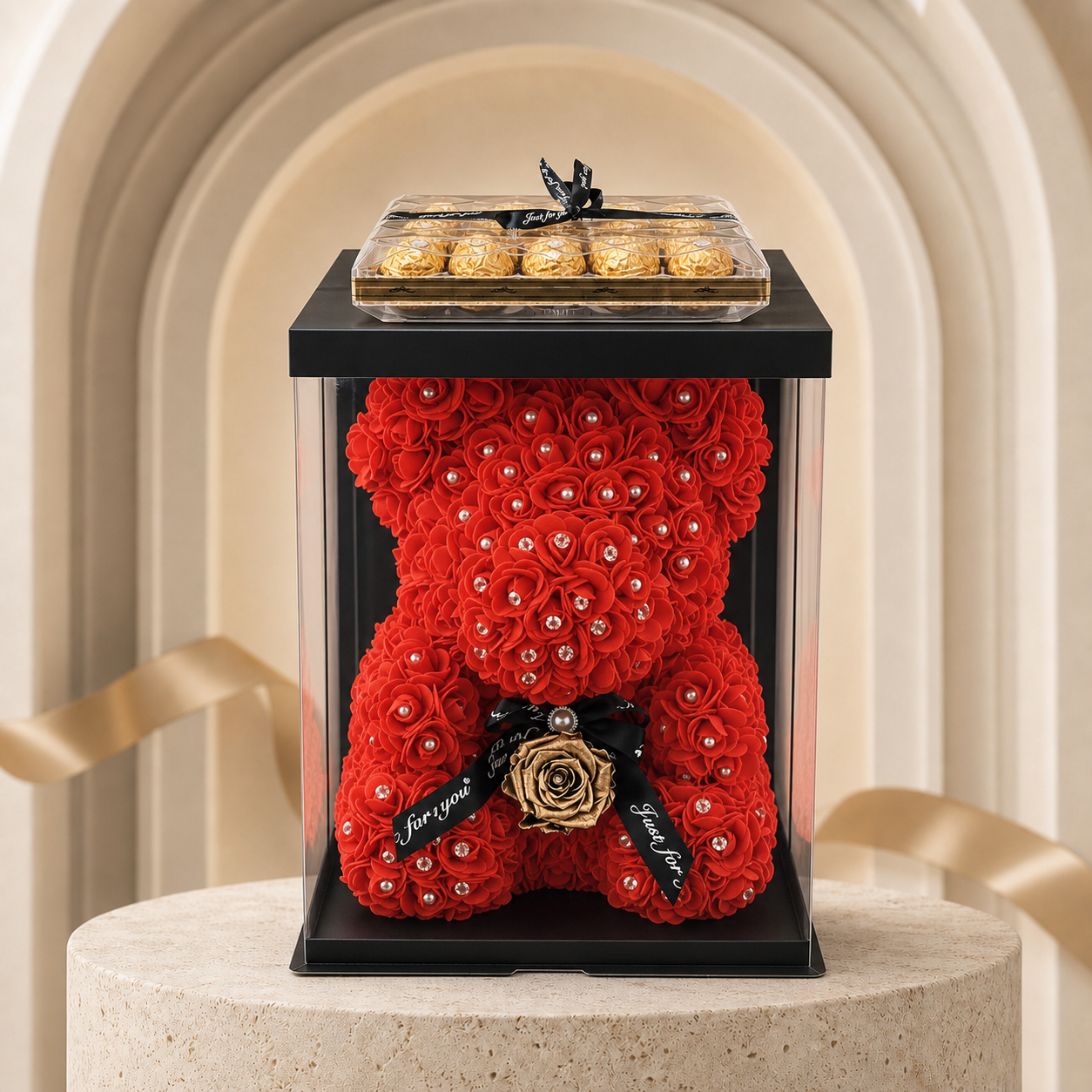 Medium Luxury Red Rose Bear