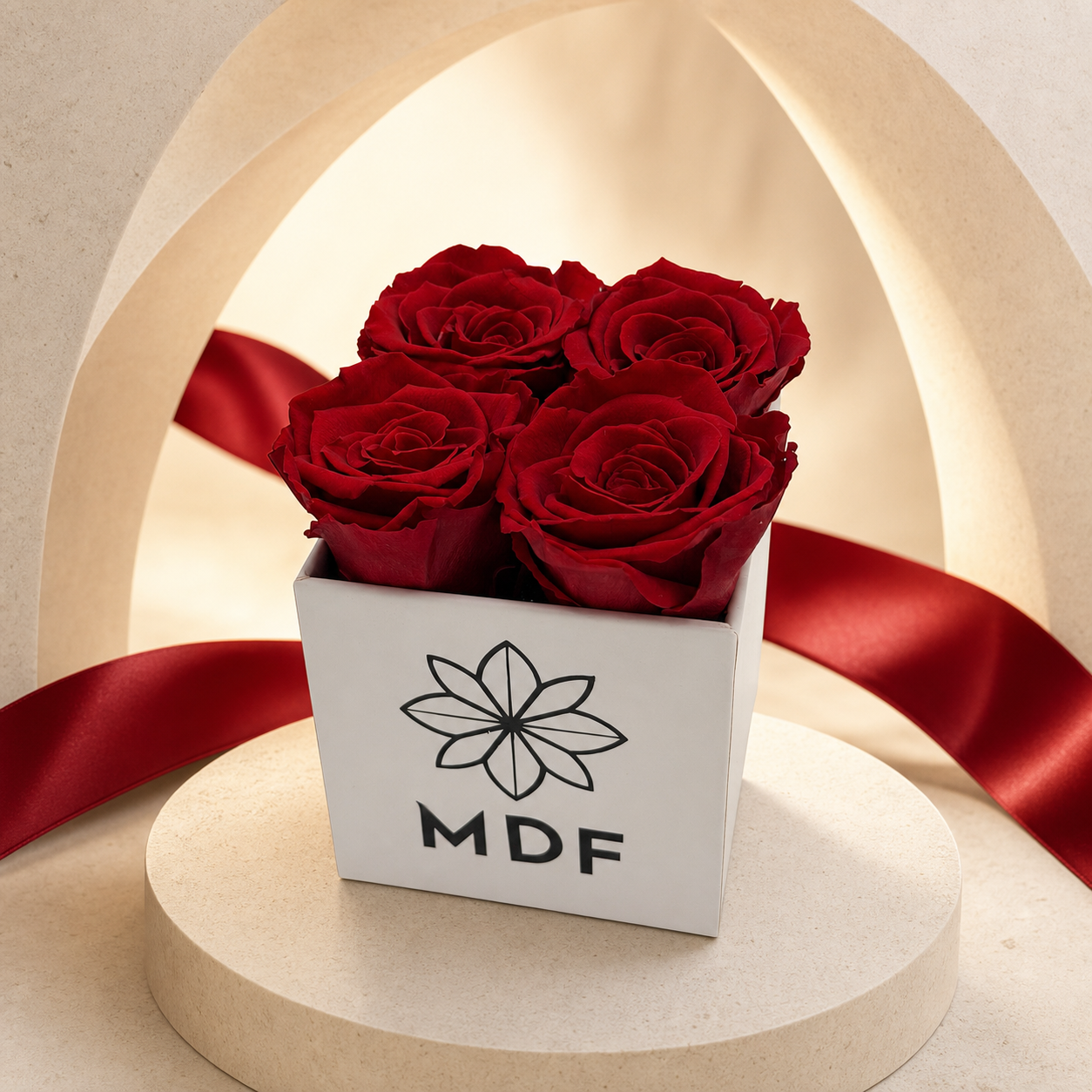 XS White Square Box - Preserved Roses