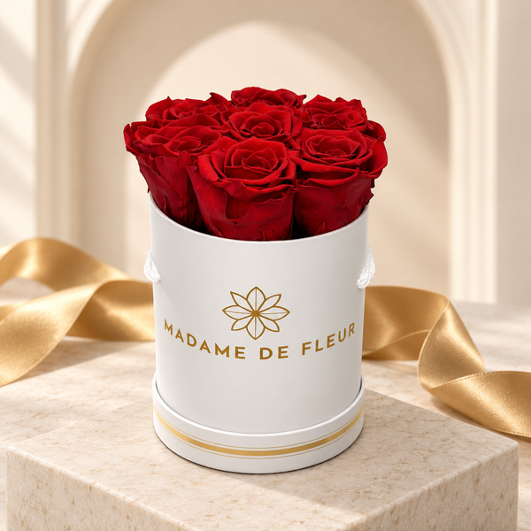 XS white round rose box — main red view